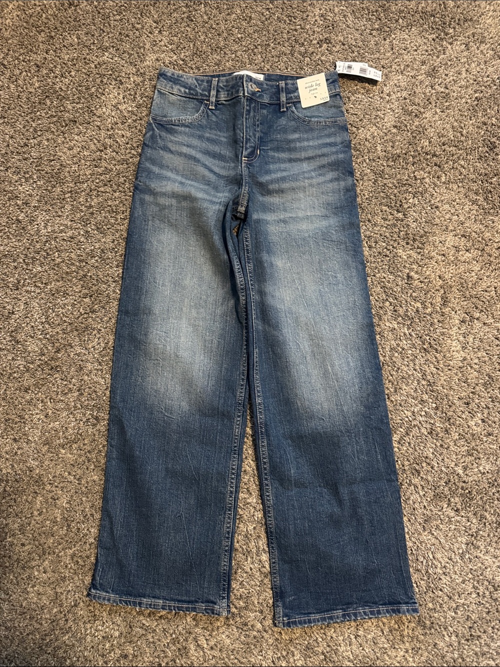 abercrombie kids faded blue wide-leg jeans